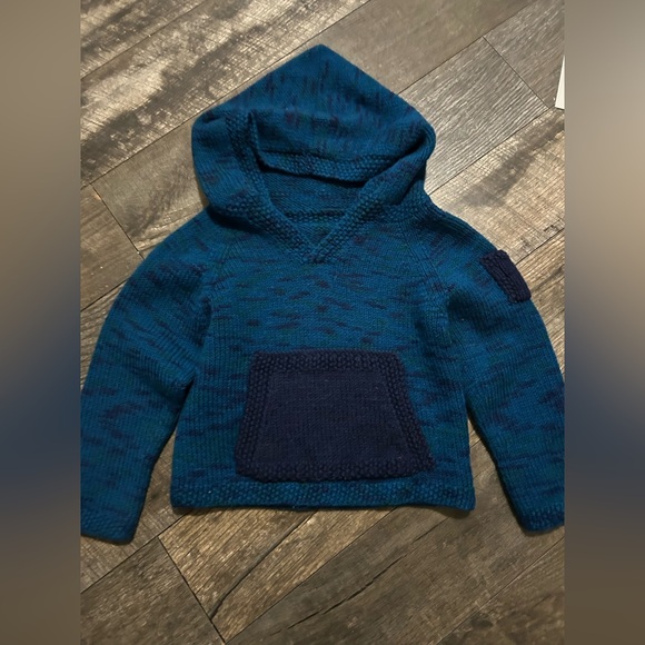 Knitted hoodie sweater with kangaroo pocket blue size 3 years - Picture 1 of 12
